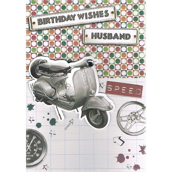 Husband Birthday - Lge 3D Moped