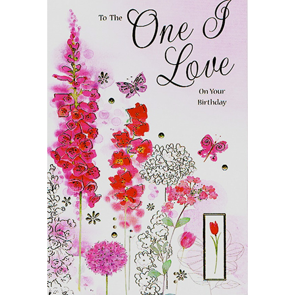 One I Love Birthday - Lge Pink Flowers