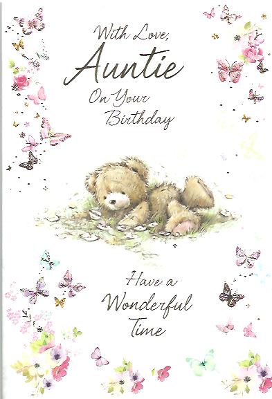 Auntie Birthday Bear Butterflys