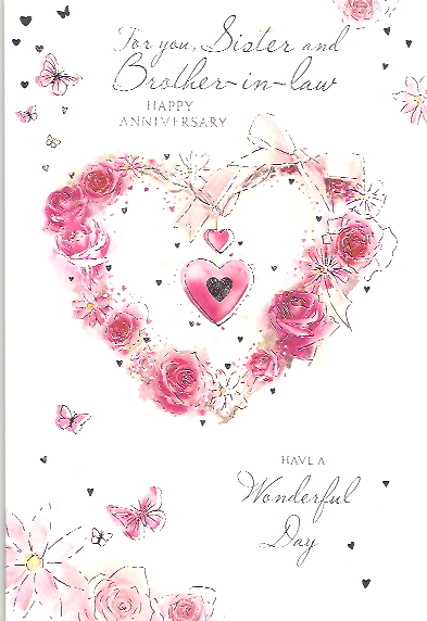 Sister & Brother in Law Anniversary Heart Roses