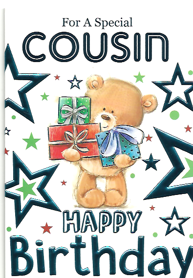 Cousin Birthday Male Bear Blue Stars