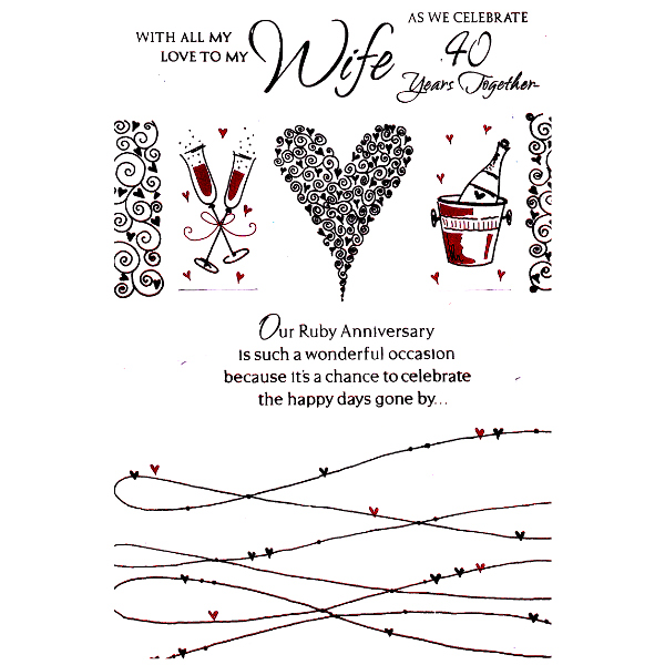 Wife Ruby Anniversary - Champagne/Heart