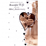 Wife Silver Anniversary - Flutes/Heart